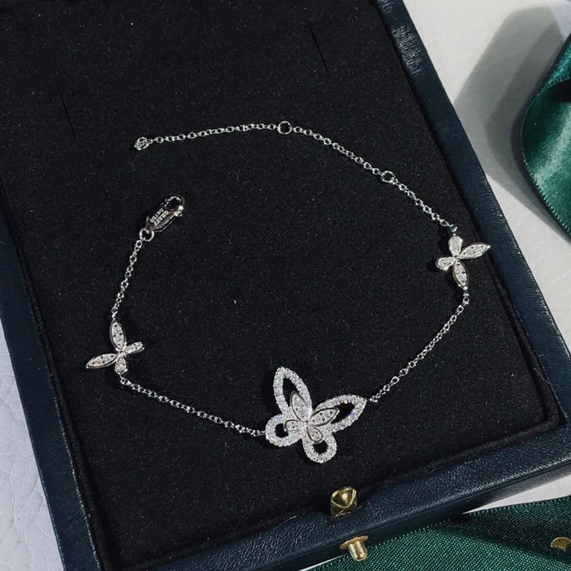 Elegant Hollow Butterfly Bracelet S925 Silver