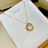 Top Famous Hot Jewelry Necklace Ladies European Tricolor Round Pendant