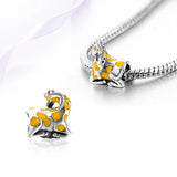Enamel Bead for Charm Bracelets, Silver Original DIY Jewelry Making