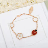 European Rose Bracelet Lucky Flower Ladybug Jewelry Set