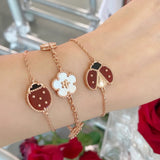 European Rose Bracelet Lucky Flower Ladybug Jewelry Set