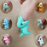 Dino Bite Stud Earrings Soft Pottery 3D Animal Jewelry