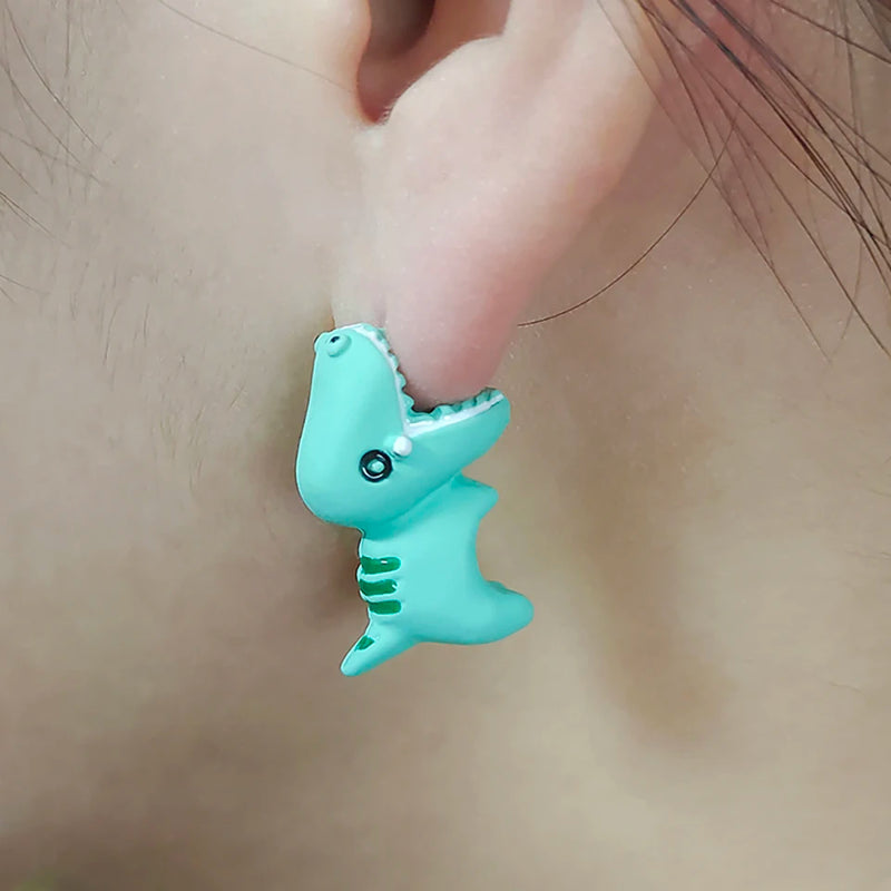 Dino Bite Stud Earrings Soft Pottery 3D Animal Jewelry