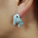 Dino Bite Stud Earrings Soft Pottery 3D Animal Jewelry