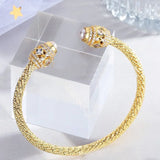 Pearl Women Cuff Bangles with Cubic Zircon Plating