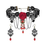 Women Lace Flower Choker Necklace Bracelet Set Wedding Party