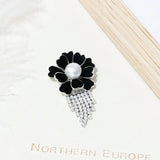 Natural Pearl Flower Tassel Zircon Brooches Suit Jewelry