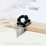 Natural Pearl Flower Tassel Zircon Brooches Suit Jewelry