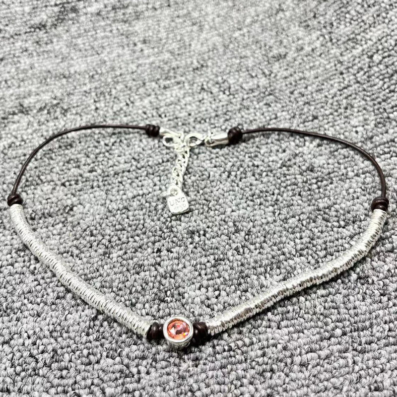 UNOde50 925 Silver Plated Orange Beaded Necklace