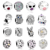 925 Silver Owl Emoticon Smiley Lucky Clover Angel Charm
