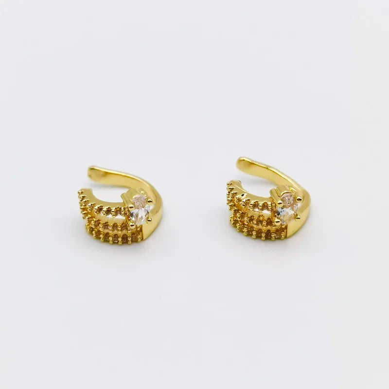 Zircon Plated Jewelry Clip Earrings For Women Girl Cuff Ear