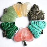 2023 Natural Stone Butterfly Pendants Mix Green Aventurines Agate Rose Quartz