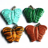 2023 Natural Stone Butterfly Pendants Mix Green Aventurines Agate Rose Quartz
