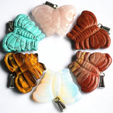 2023 Natural Stone Butterfly Pendants Mix Green Aventurines Agate Rose Quartz