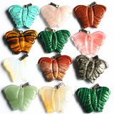 2023 Natural Stone Butterfly Pendants Mix Green Aventurines Agate Rose Quartz