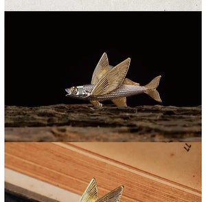 Ocean Flying Fish Brooch Creative Punk Micro-channel Banquet Jewelry Accessories