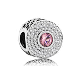 Pink Ribbon Pave Women Berloque 925 Sterling Silver Bracelet
