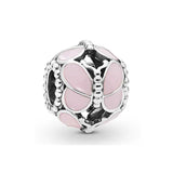 Pink Ribbon Pave Women Berloque 925 Sterling Silver Bracelet