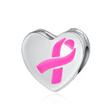 Pink Ribbon Pave Women Berloque 925 Sterling Silver Bracelet