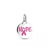 Pink Ribbon Pave Women Berloque 925 Sterling Silver Bracelet