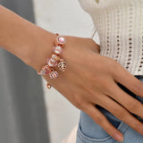Stainless Steel Snake Chain Bracelet with Heart Flower Charm