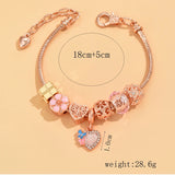 Stainless Steel Snake Chain Bracelet with Heart Flower Charm
