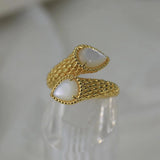 925 Sliver Gems Water Drop Ring for Women