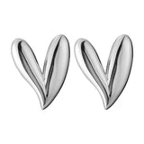 925 Sterling Silver Love Heart Stud Earrings Fine Jewelry