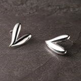 925 Sterling Silver Love Heart Stud Earrings Fine Jewelry
