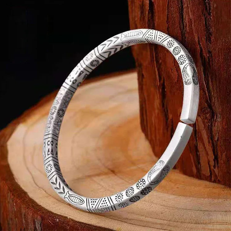 Vintage Silver Indian Totem Bracelet Men's Open Party Jewelry Gift