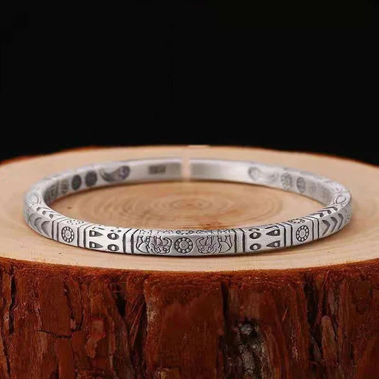 Vintage Silver Indian Totem Bracelet Men's Open Party Jewelry Gift