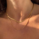 Double Layered Stainless Steel Chain Necklace for Women