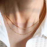 Double Layered Stainless Steel Chain Necklace for Women