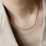 Double Layered Stainless Steel Chain Necklace for Women