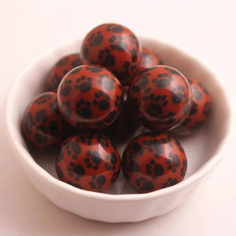 Brown Chunky Acrylic Paw Beads, 100pcs for Kids Necklace