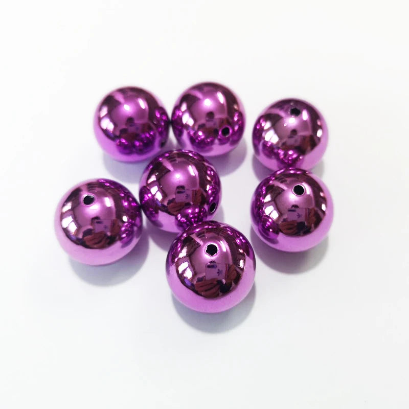 Acrylic UV Plated Beads - 100pcs Purple