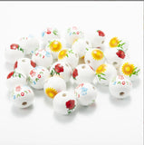 20MM Sunflower Rose Round Wooden Beads DIY Mother's Party Decoration