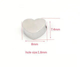 20Pcs Heart Beads Stainless Steel DIY Necklaces Bracelets Jewelry