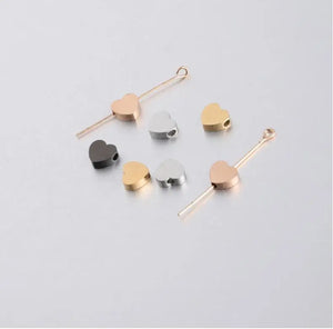 20Pcs Heart Beads Stainless Steel DIY Necklaces Bracelets Jewelry