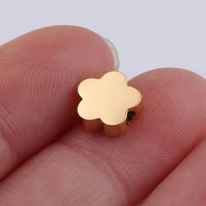 20Pcs 8mm Cherry Flower Beads Stainless Steel Charms DIY Jewelry Making