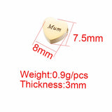 20Pcs Mum Heart Beads Mirror Polish Stainless Steel DIY Necklace Bracelets