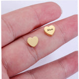 20Pcs Mum Heart Beads Mirror Polish Stainless Steel DIY Necklace Bracelets