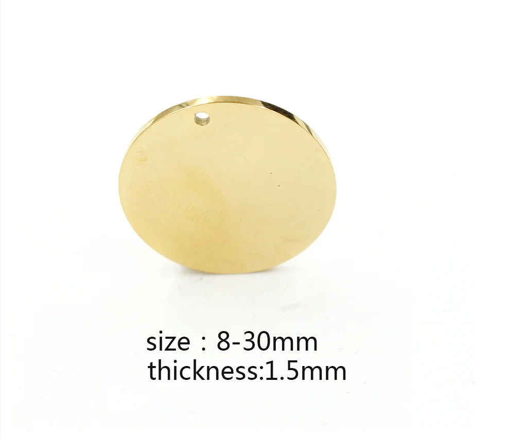 20Pcs Stainless Steel Round Pendants Stamping Blanks 8-30mm DIY Necklace