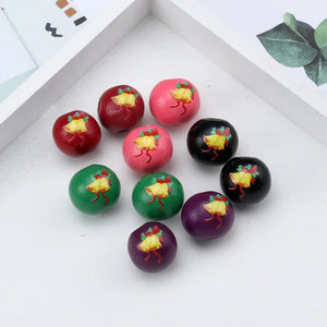 20Pcs 16mm Christmas Bells Hemu Wooden Beads Xmas Santa Party Decorations
