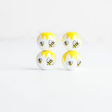 20Pcs/Pack Yellow Bee Print Wood Beads DIY Wooden Decoration Crafts Kids Toys