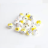 20Pcs/Pack Yellow Bee Print Wood Beads DIY Wooden Decoration Crafts Kids Toys
