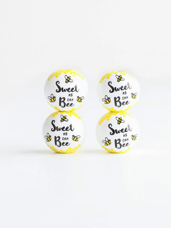 20Pcs/Pack Yellow Bee Print Wood Beads DIY Wooden Decoration Crafts Kids Toys