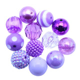 20mm Bubblegum Acrylic Chunky Beads 20pcs Purple Pink Random Mix