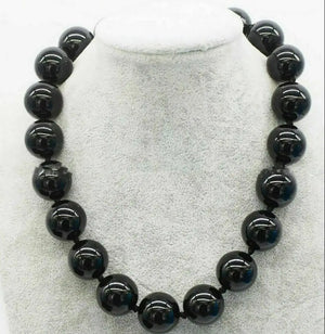 Natural Agate Round Beaded Gem Necklace 18 inches