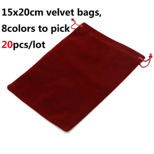 20pcs 15x20cm 8Colors Large Velvet Drawstring Jewelry Pouches for Wedding Party